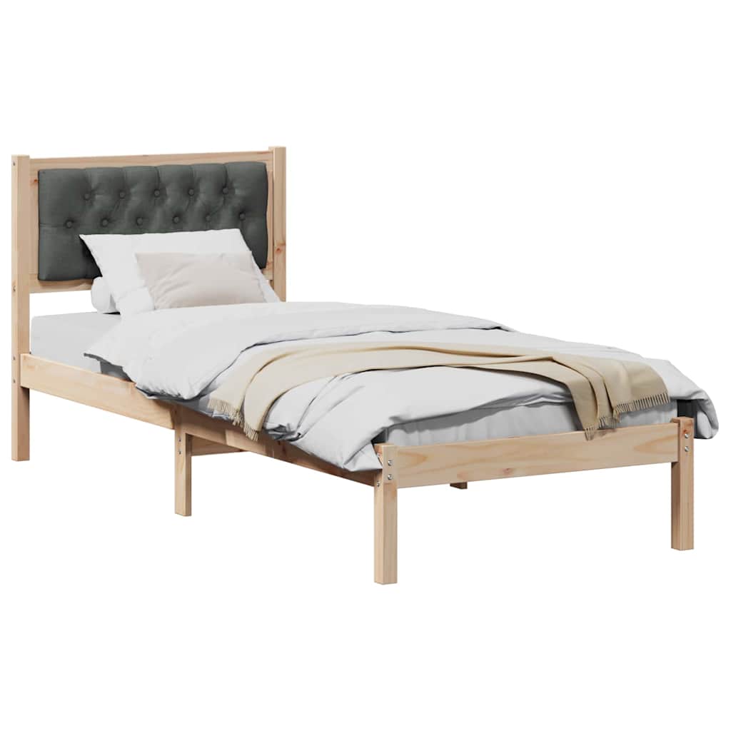 Bed Frame with Headboard Dark Grey 90 x 190 cm Solid Pine Wood