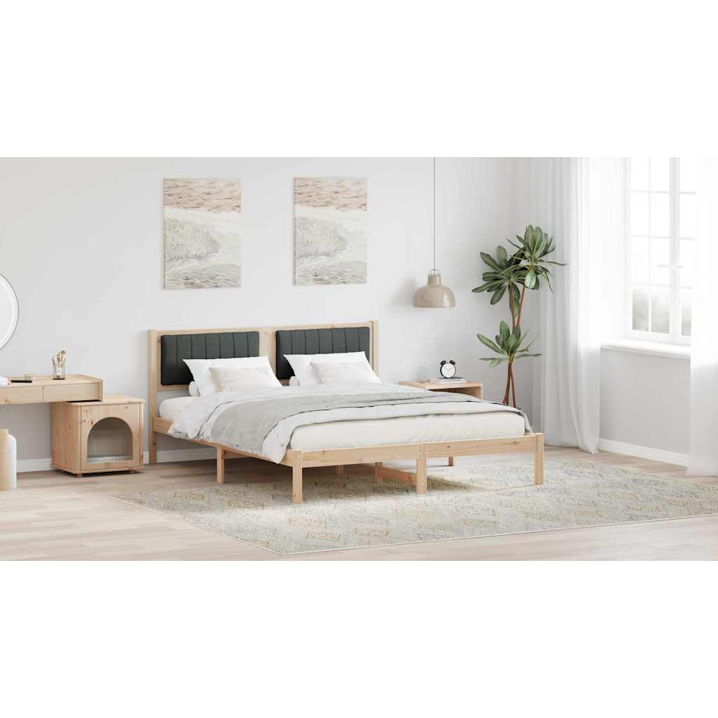 Bed Frame with Upholstered Headboard Dark Grey 150 x 200 cm