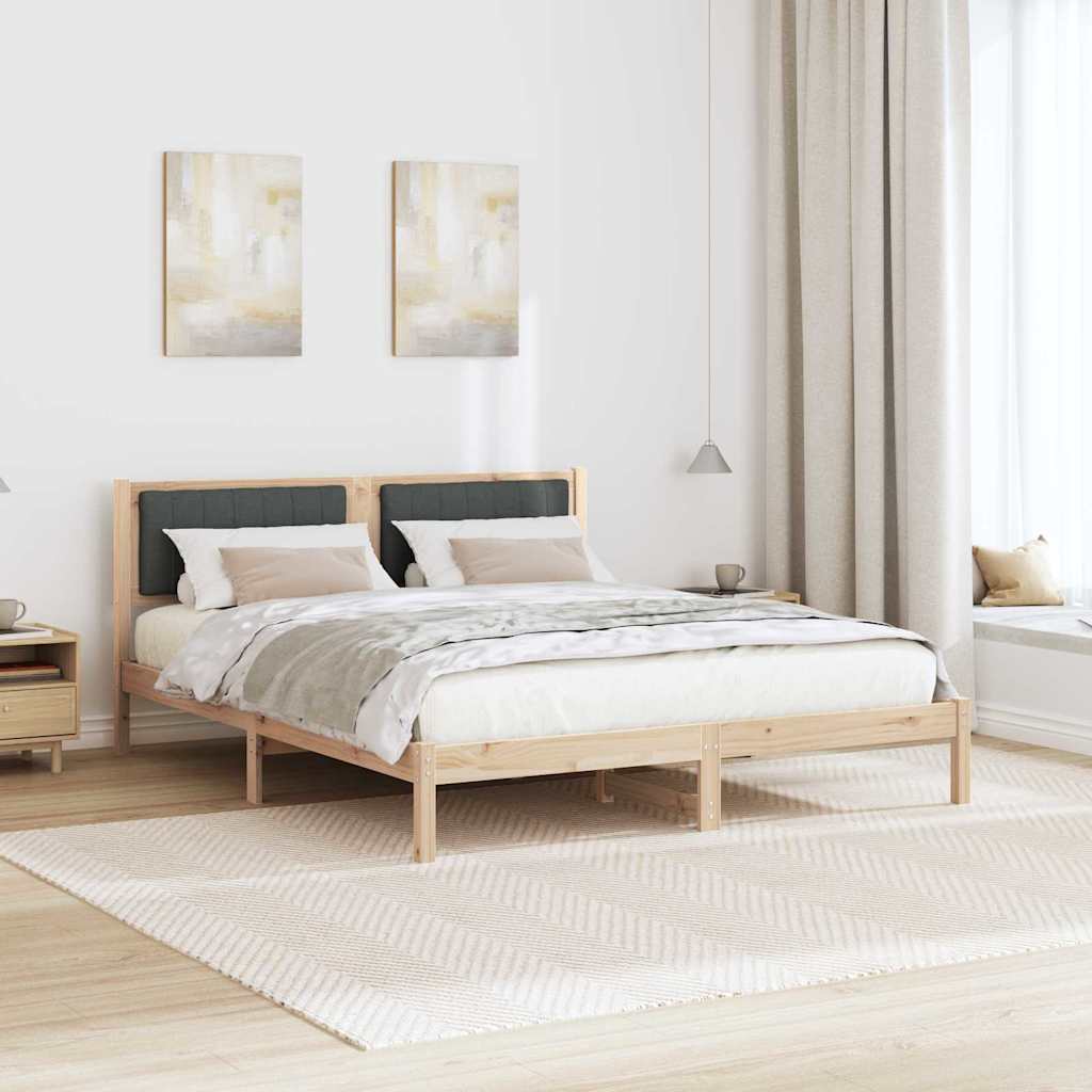 Bed Frame with Upholstered Headboard Dark Grey 150 x 200 cm