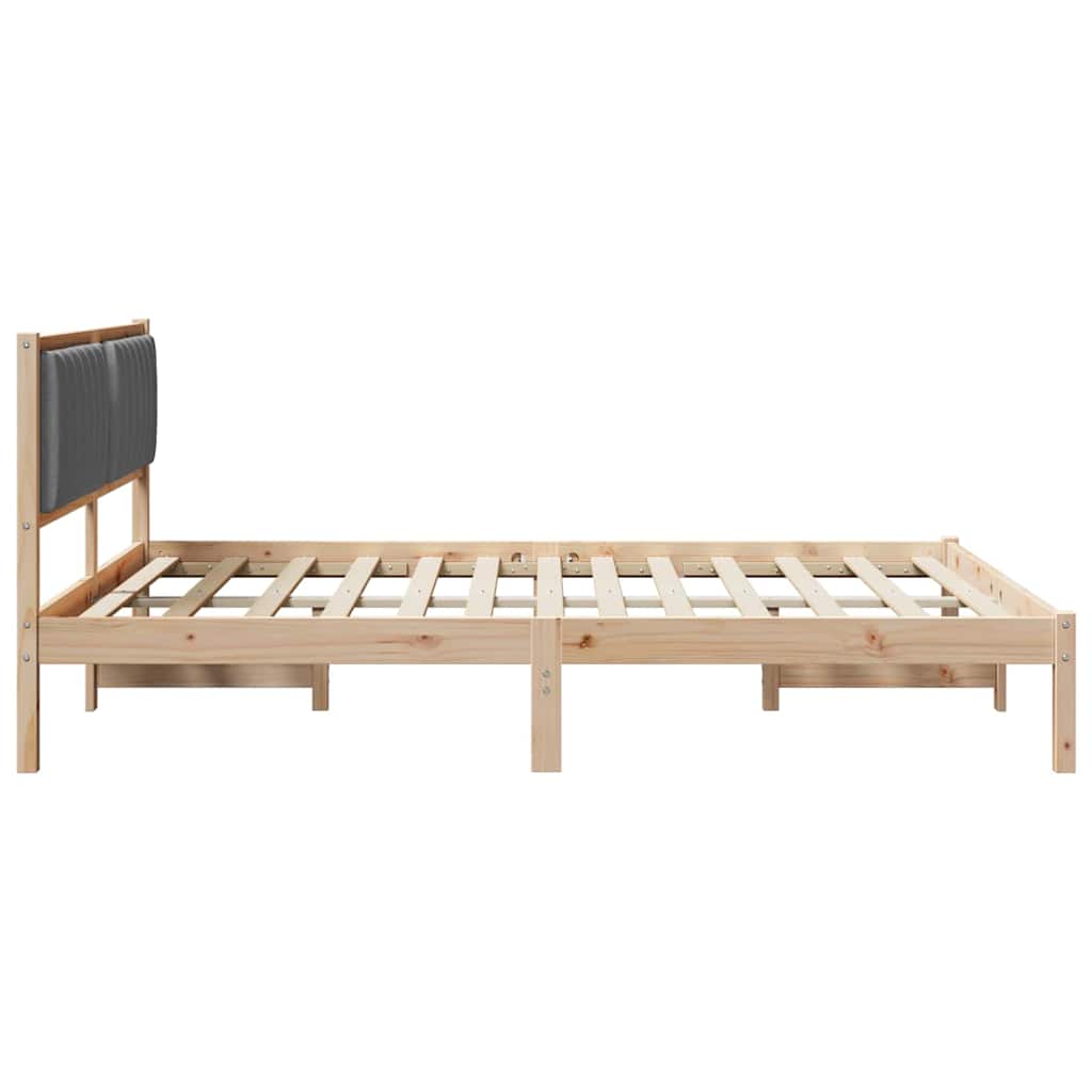 Bed Frame with Upholstered Headboard Dark Grey 150 x 200 cm