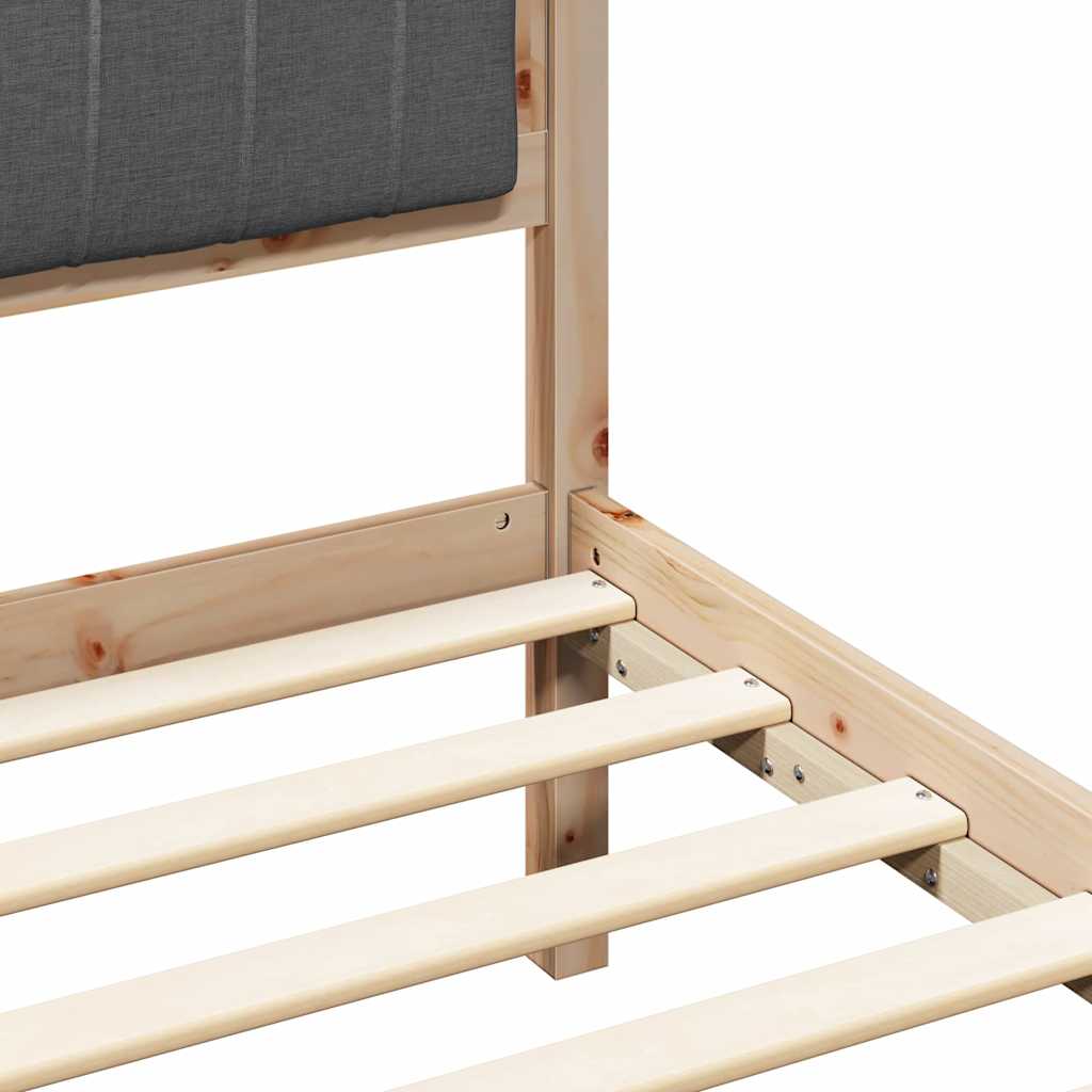 Bed Frame with Upholstered Headboard Dark Grey 135 x 190 cm