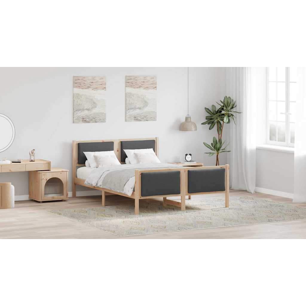 Bed Frame with Headboard Dark Grey 135 x 190 cm Fabric