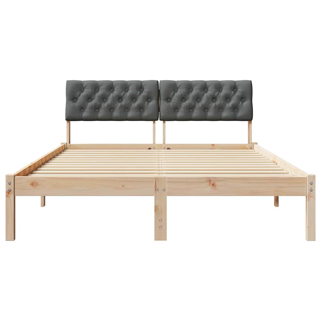Bed frame Brown and dark grey 150 x 200 cm Solid pine wood