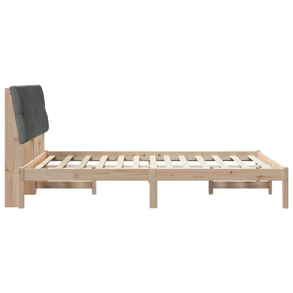 Bed Frame with Upholstered Headboard Brown 135 x 190 cm
