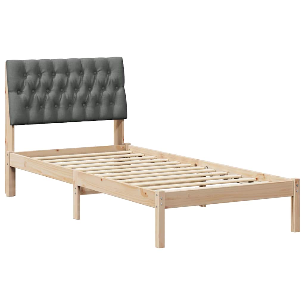 Bed Frame with Upholstered Headboard Brown 90 x 190 cm