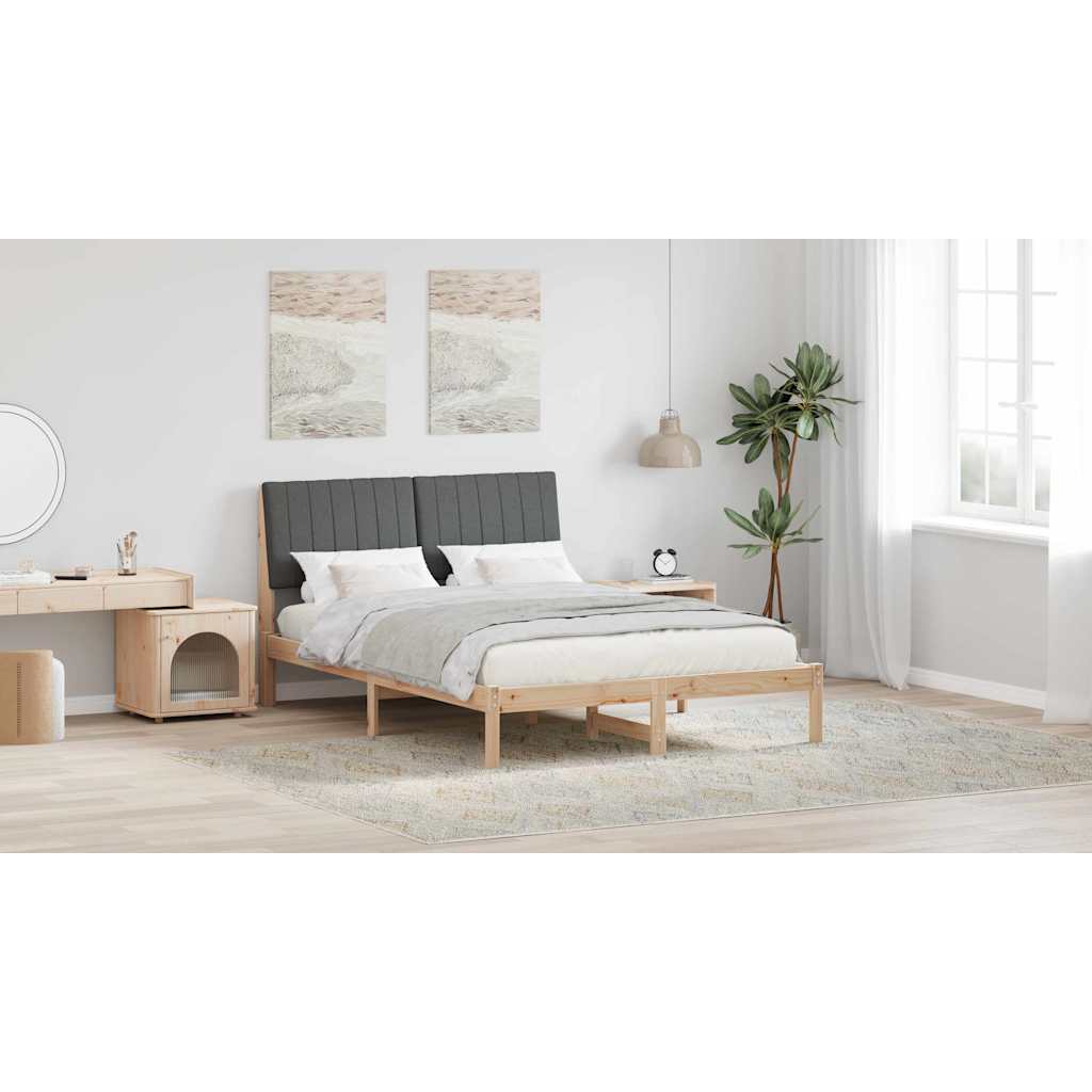 Bed Frame with Headboard Brown 135 x 190 cm Solid Pine Wood