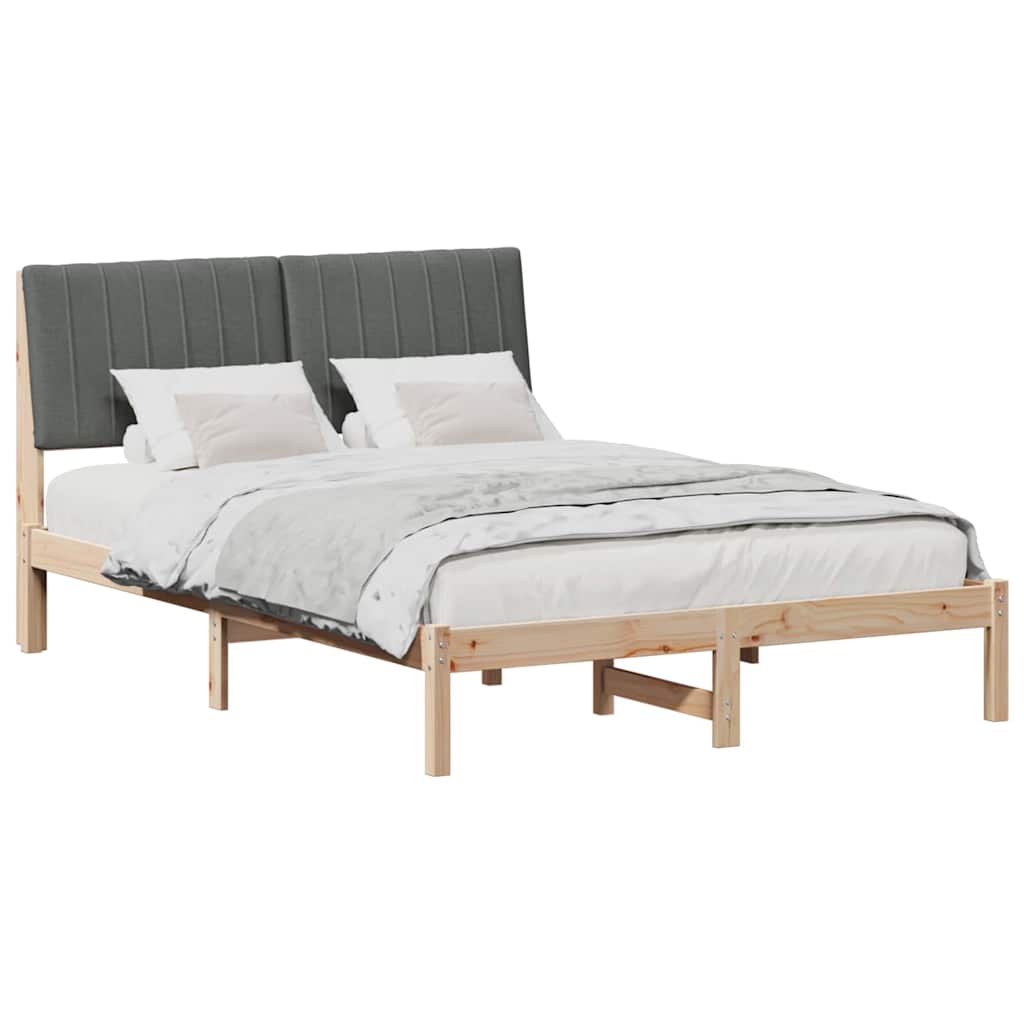 Bed Frame with Headboard Brown 135 x 190 cm Solid Pine Wood