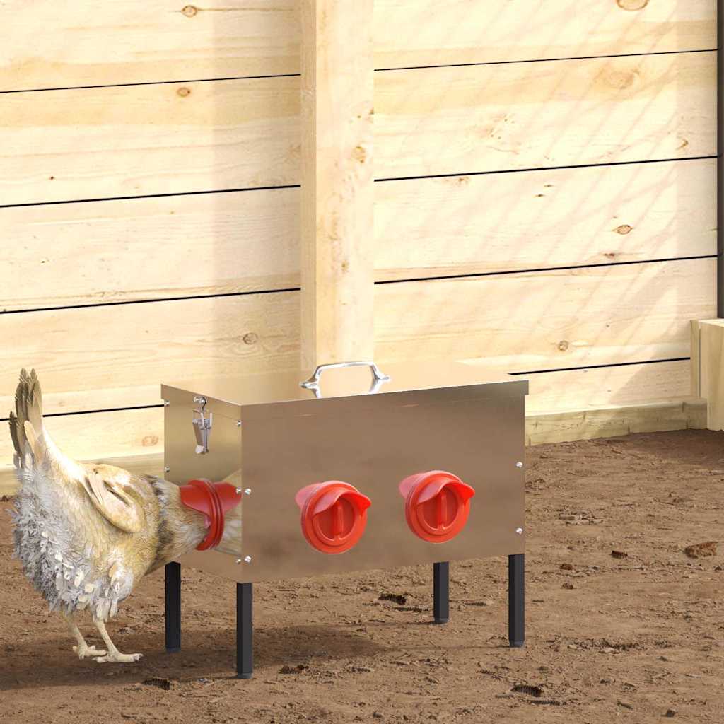 Chicken Feeder Silver 42 x 20.5 x 33 cm 15 kg Galvanised Steel
