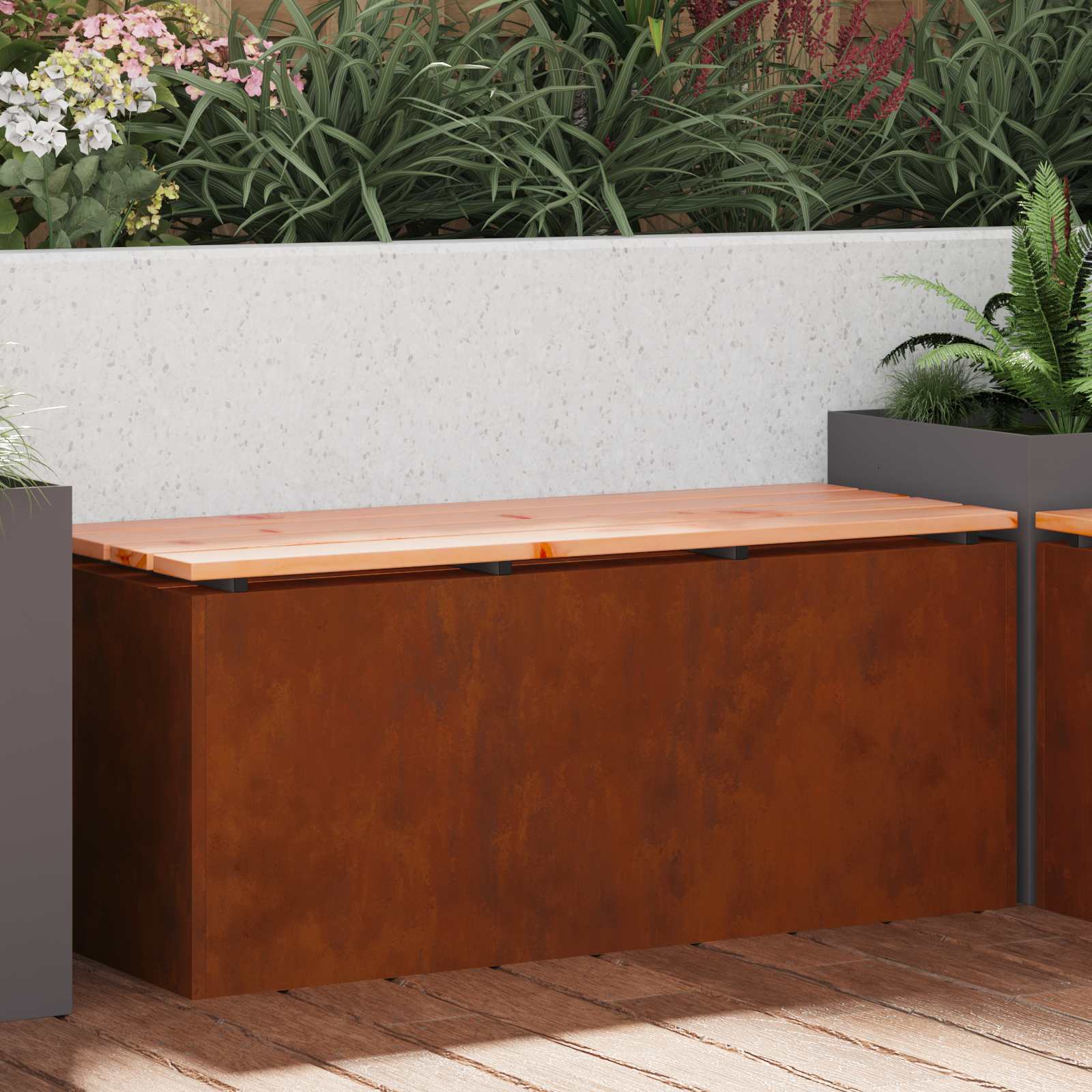 Garden Bench 2 -Seater 100 x 40 x 43 cm Weathering steel Rusty