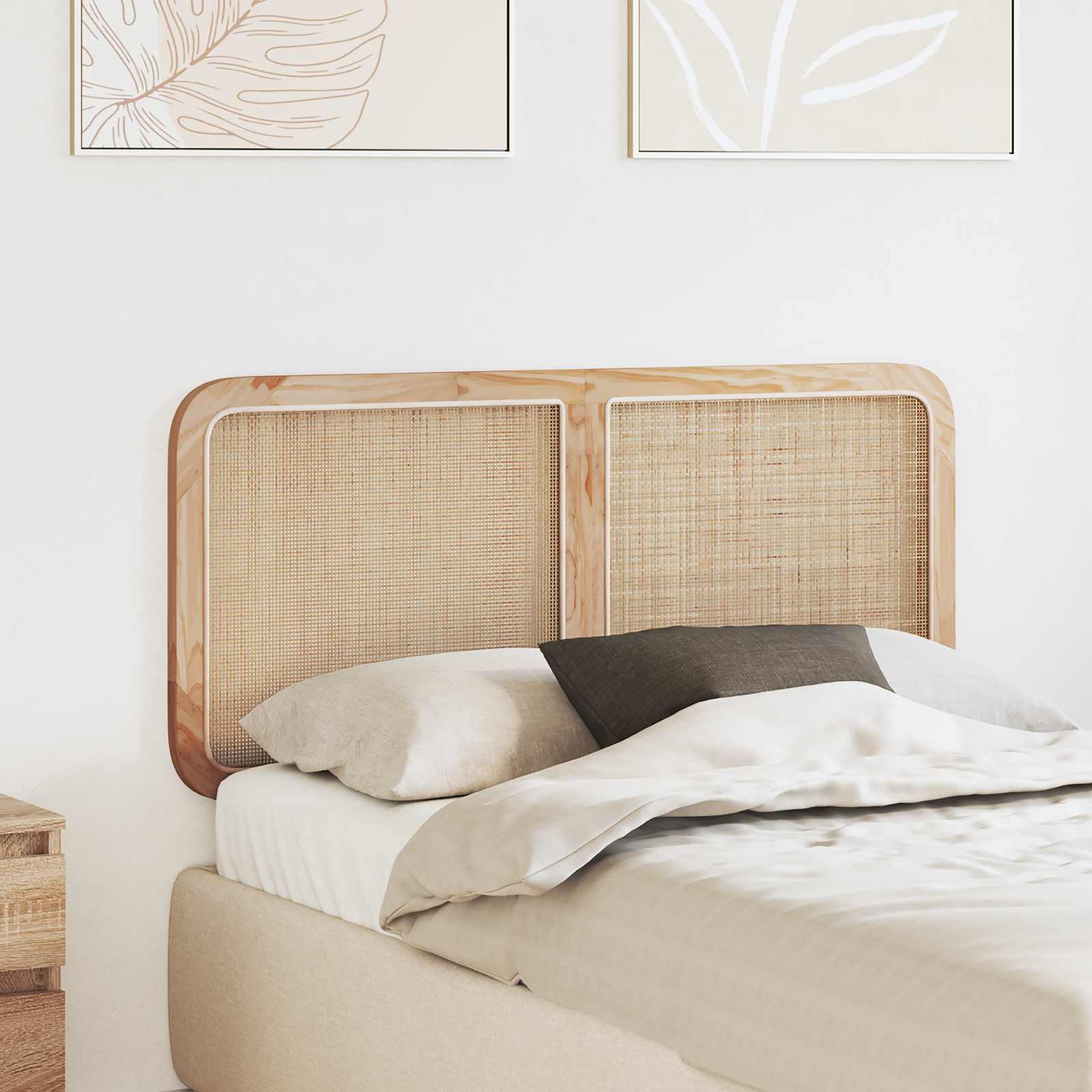Headboard with Headboard Natural 120 x 55 x 3 cm Rattan