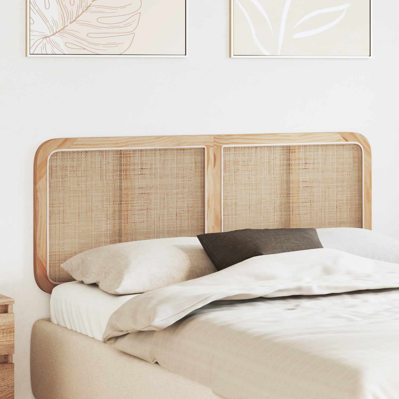 Headboard with Headboard Natural 140 x 55 x 3 cm Rattan