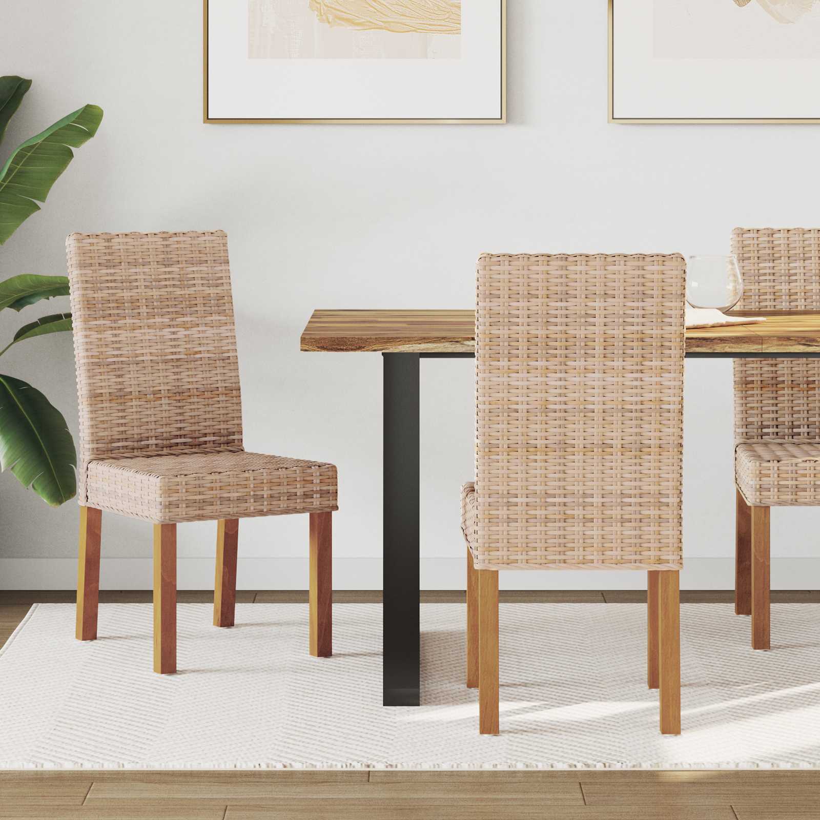Dining Chair GENDT 2 pcs Kubu Rattan and Solid Mahogany Wood