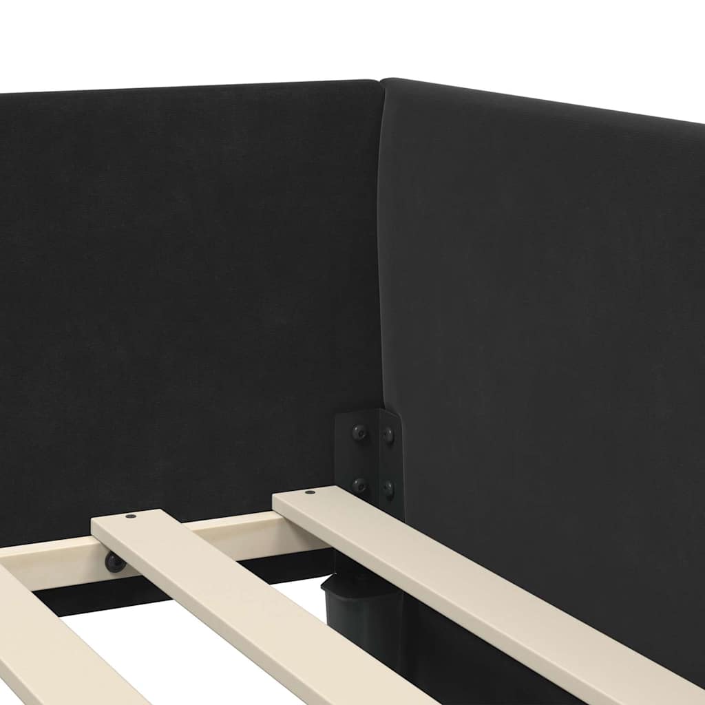 Corner Bed Frame with Headboard Black 90 cm x 190 cm Velvet