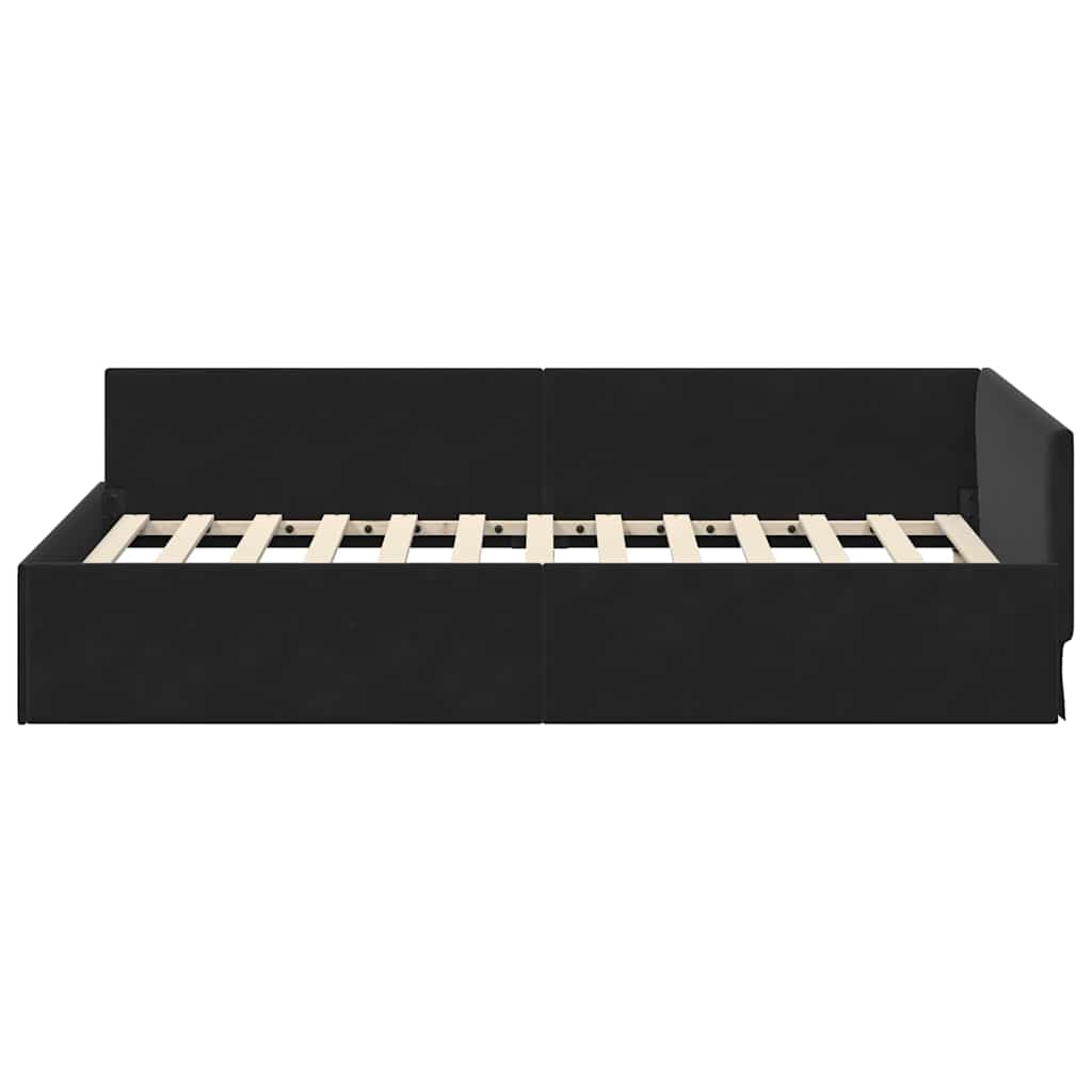 Corner Bed Frame with Headboard Black 90 cm x 190 cm Velvet