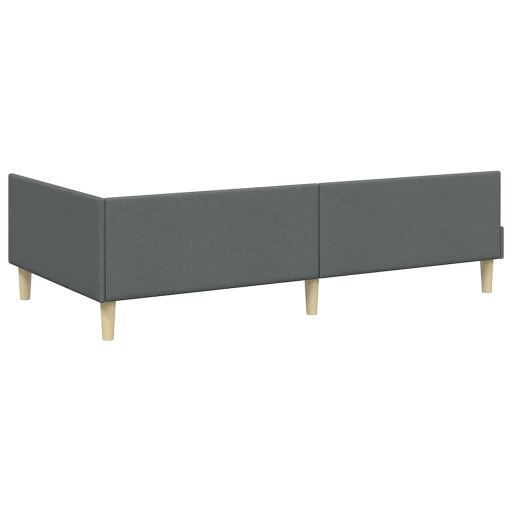 Corner Bed Frame Dark Grey 90 x 190 cm Fabric