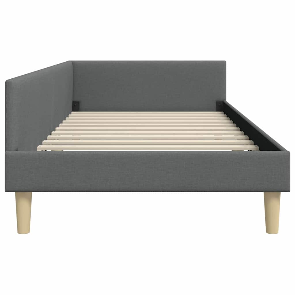 Corner Bed Frame Dark Grey 90 x 190 cm Fabric