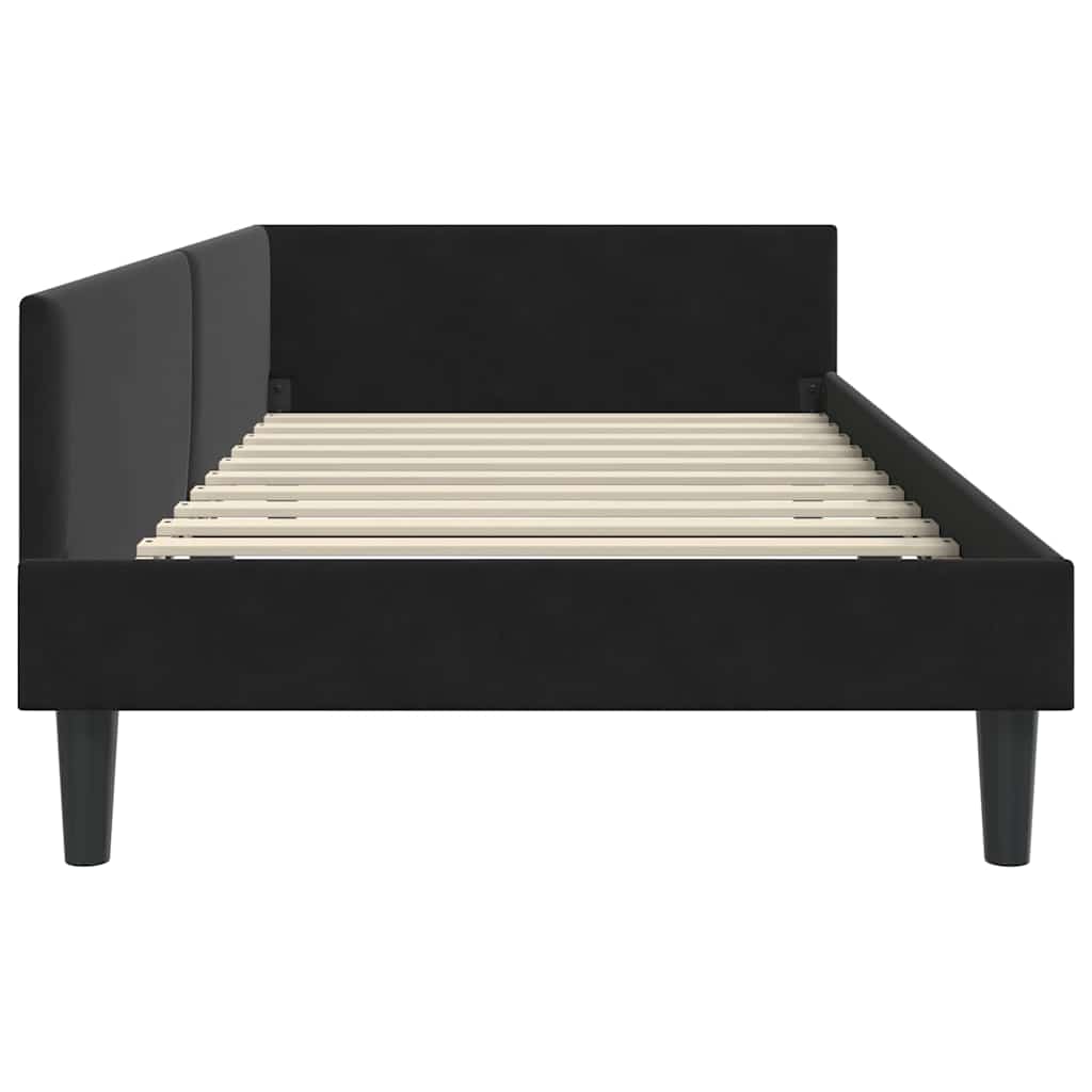 Corner Bed Frame with Headboard Black 90 cm x 190 cm Velvet