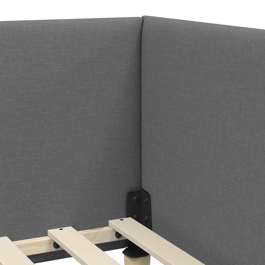 Corner Bed Frame Dark Grey 90 cm x 190 cm Fabric and Plywood