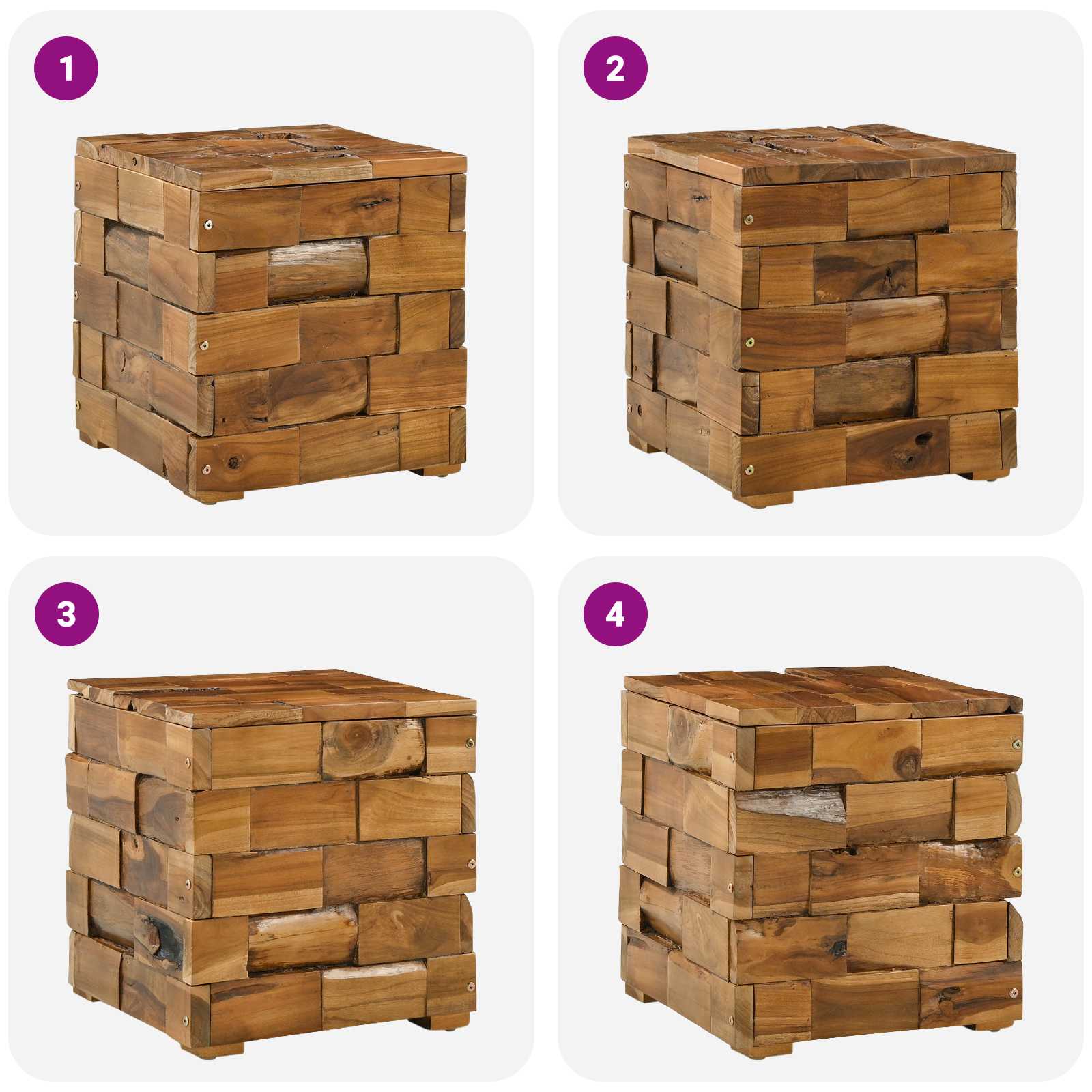 Storage Stool Brown 40 x 40 x 45 cm Solid Teak Wood