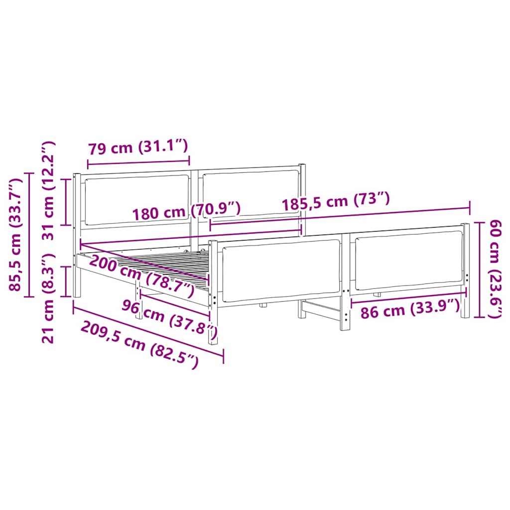 Bed Frame with Headboard Dark Grey 180 x 200 cm Fabric