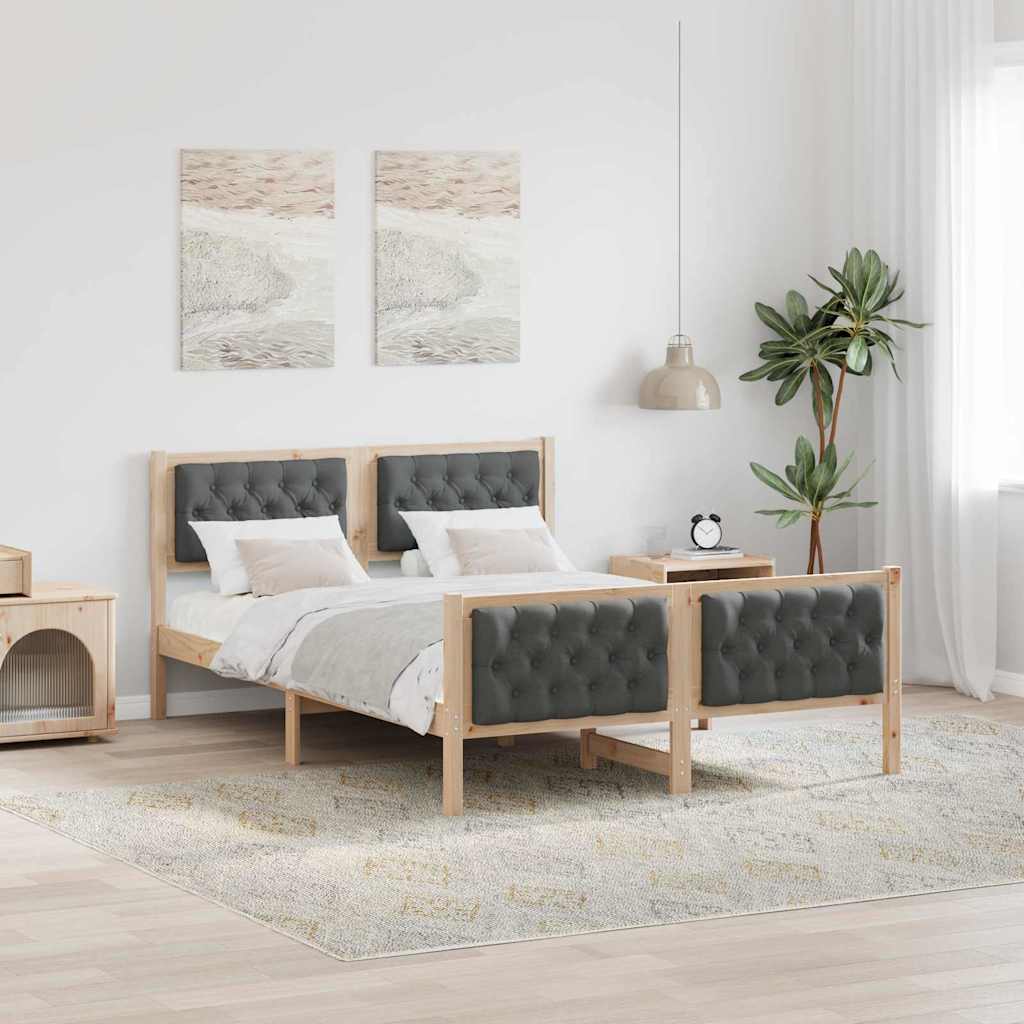 Bed Frame with Headboard Dark Grey 150 x 200 cm Solid Pine Wood