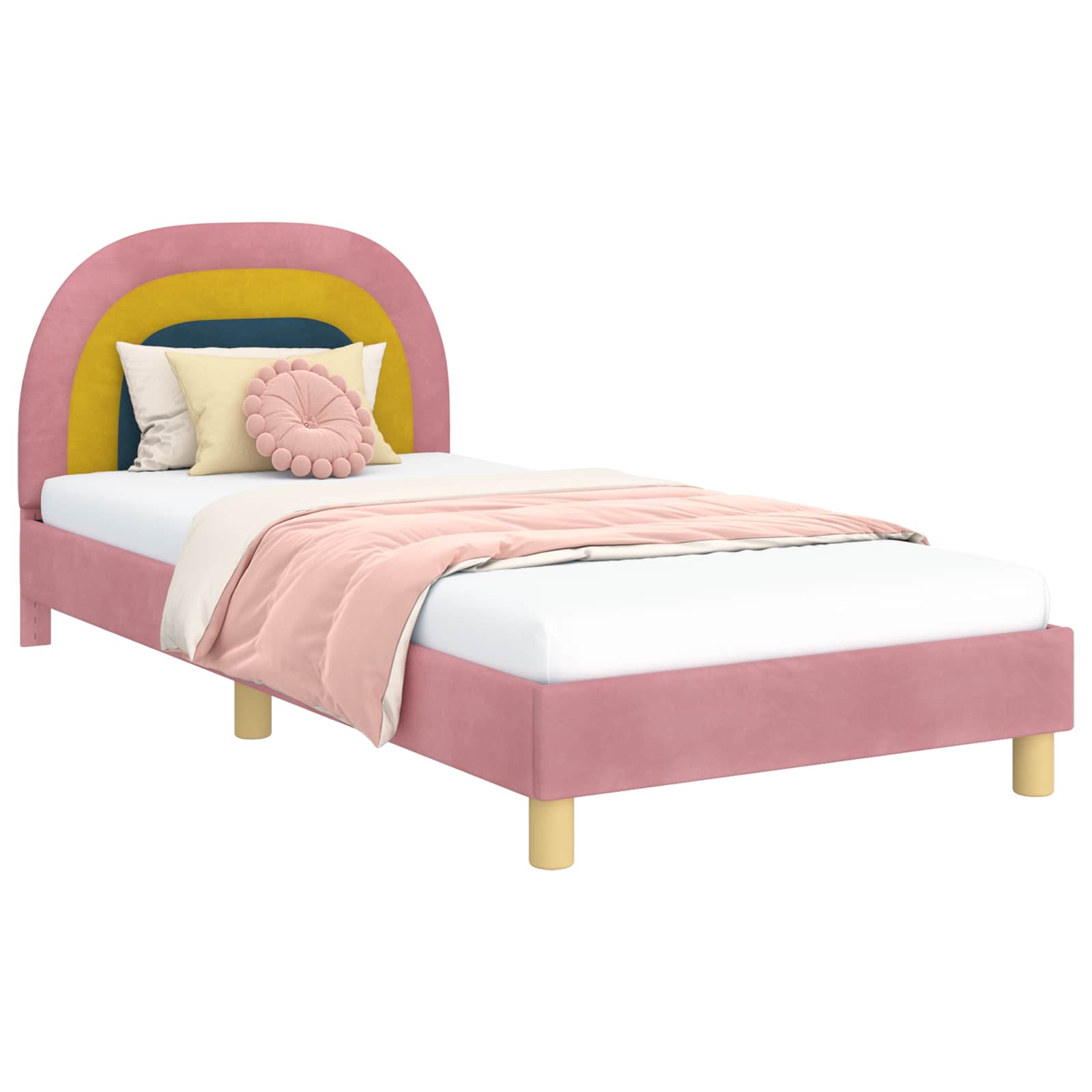Kids'Bed Frame with Headboard Pink 90 x 190 cm Velvet