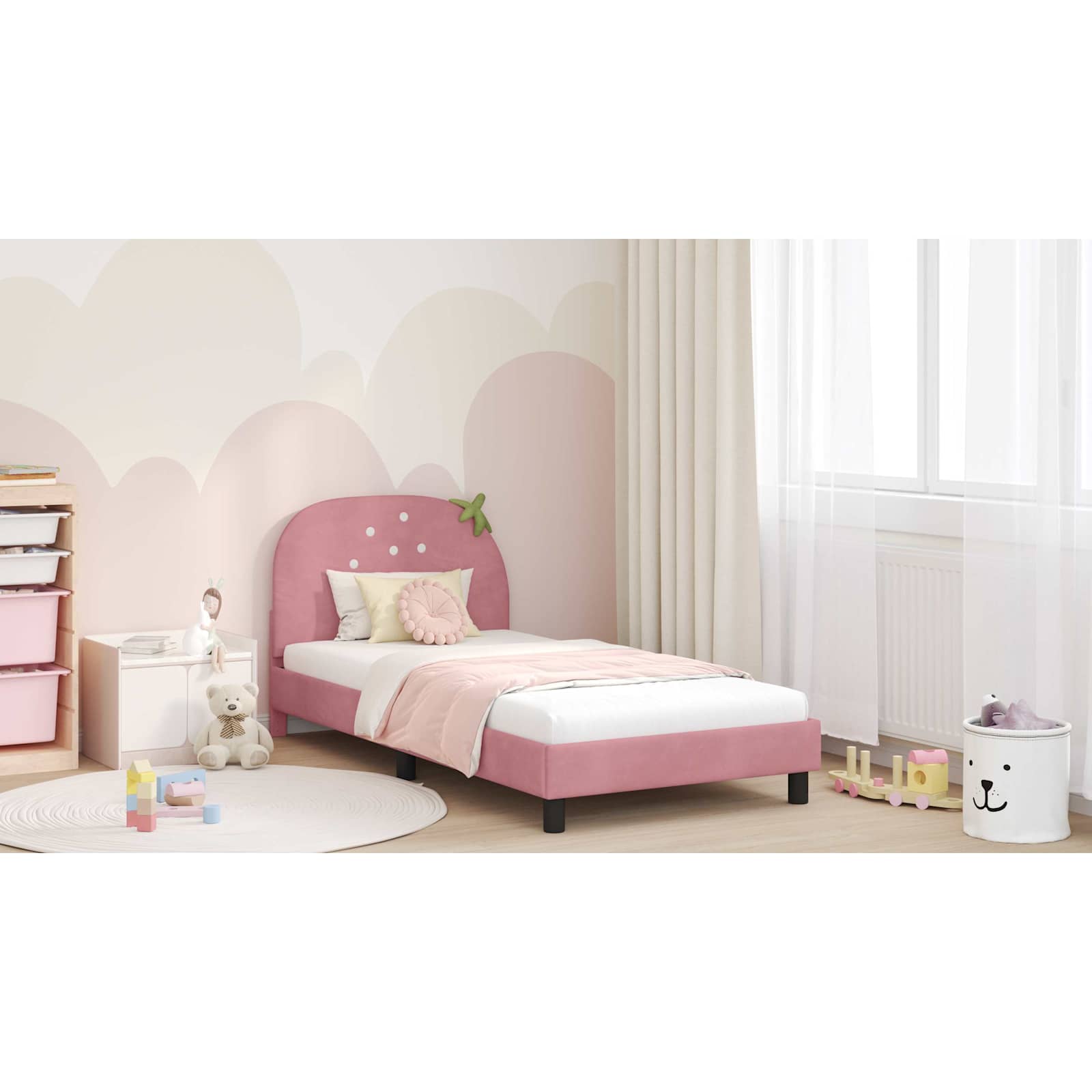 Kids'Bed Frame with Headboard Pink 90 x 190 cm Velvet