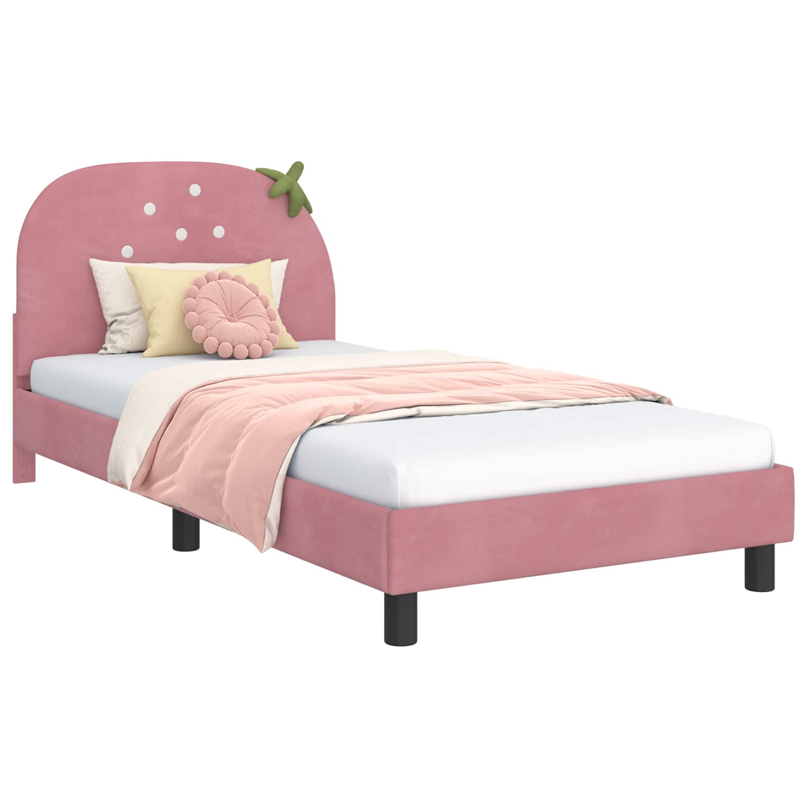 Kids'Bed Frame with Headboard Pink 90 x 190 cm Velvet