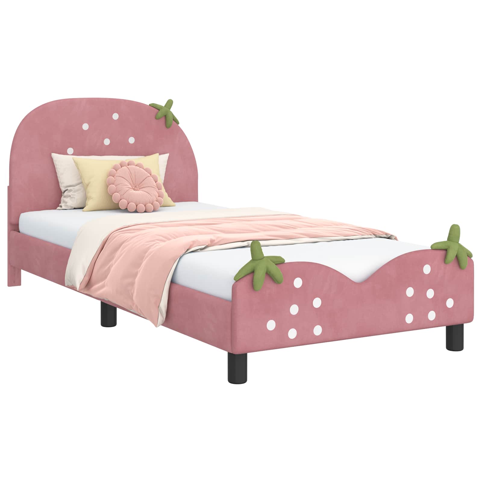 Kids'Bed Frame with Headboard Pink 90 x 190 cm Velvet