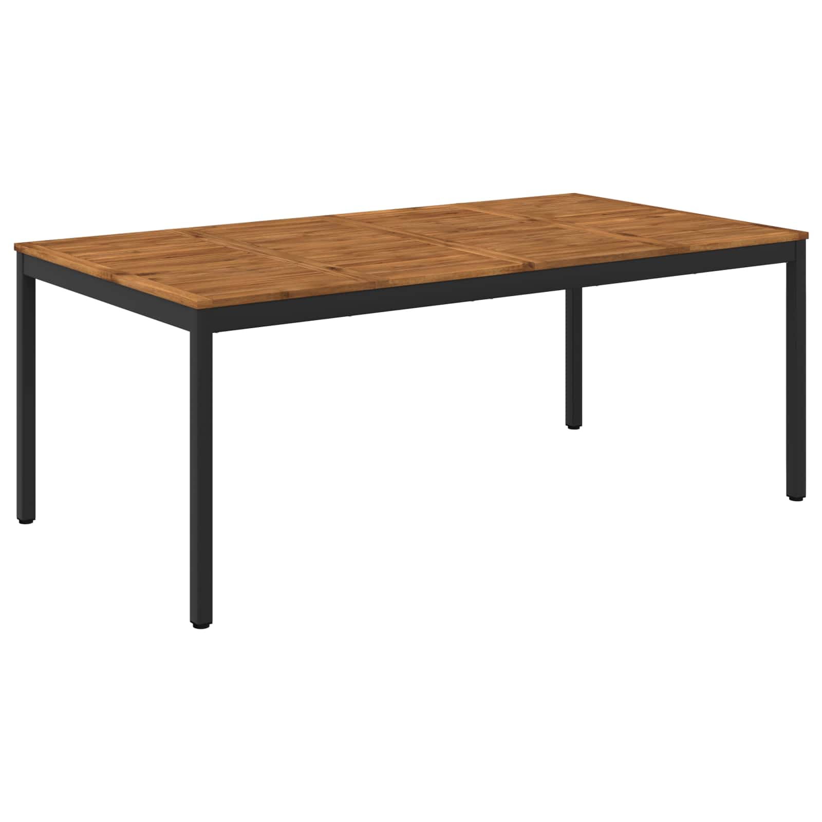 Garden Dinner Table Natural and Black 196 x 100.5 x 75 cm