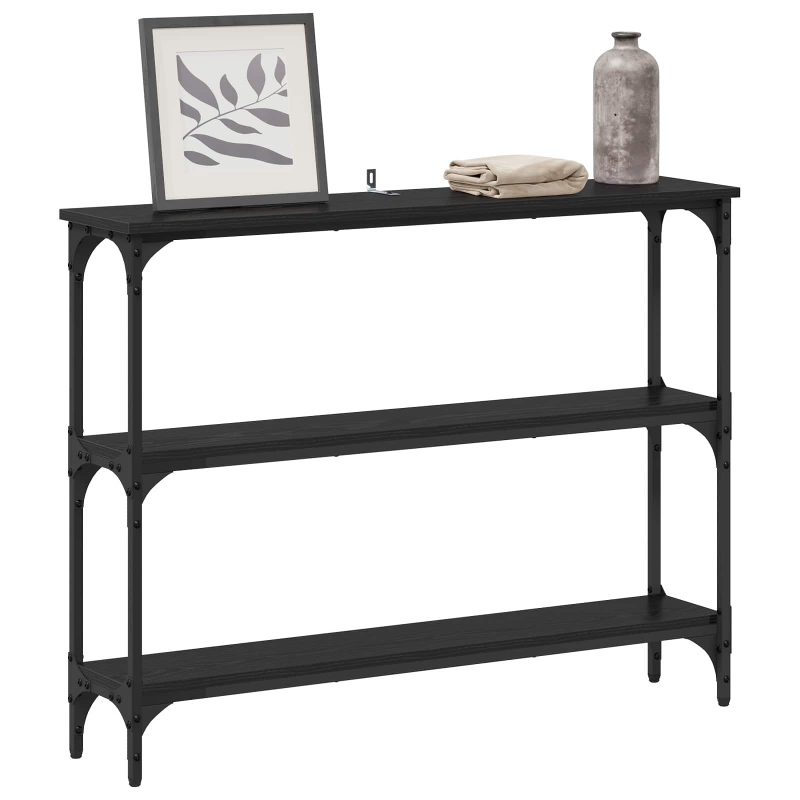 Console Table Black oak 100 x 22,5 x 75 cm Engineered Wood