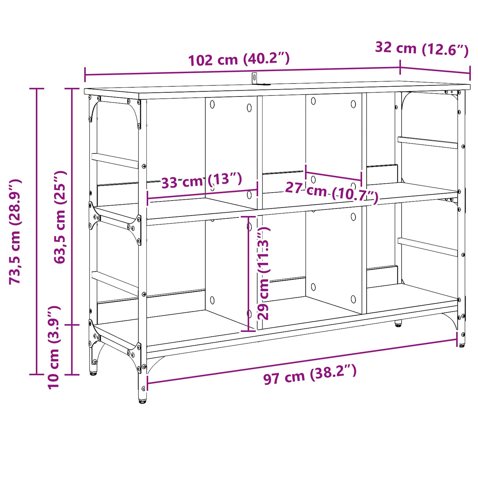 Sideboard Black Oak 102 x 32 x 73,5 cm