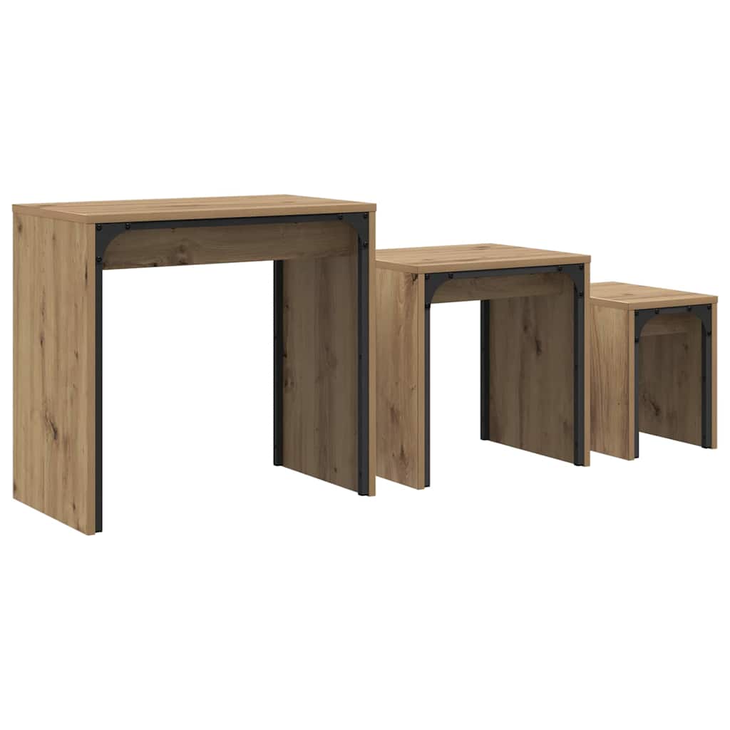 Coffee Table 3 pcs Artisan Oak 60 x 35 x 56 cm Engineered wood