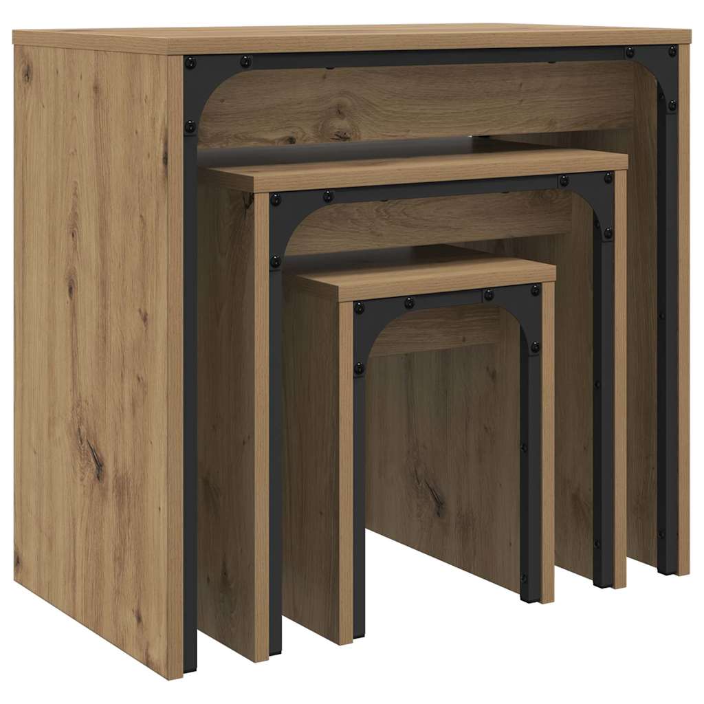 Coffee Table 3 pcs Artisan Oak 60 x 35 x 56 cm Engineered wood