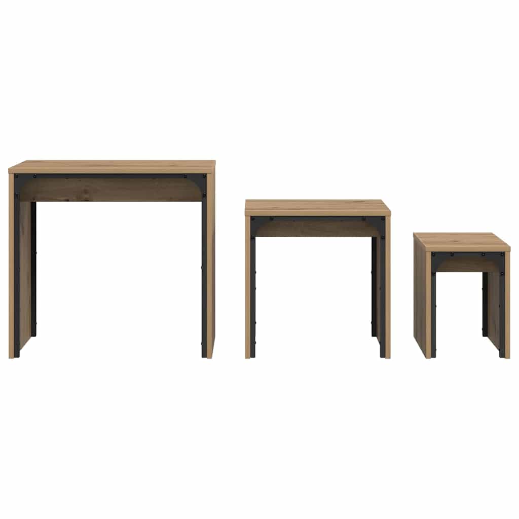 Coffee Table 3 pcs Artisan Oak 60 x 35 x 56 cm Engineered wood