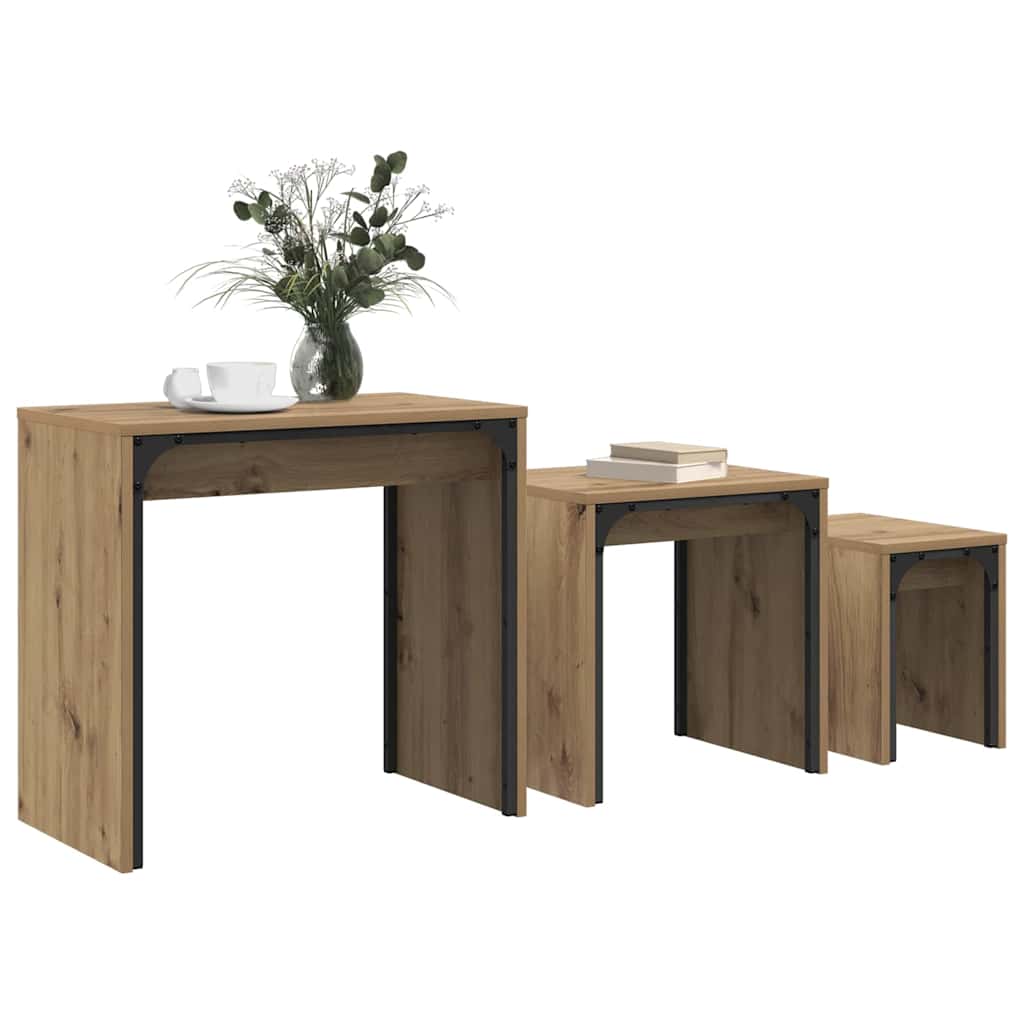 Coffee Table 3 pcs Artisan Oak 60 x 35 x 56 cm Engineered wood