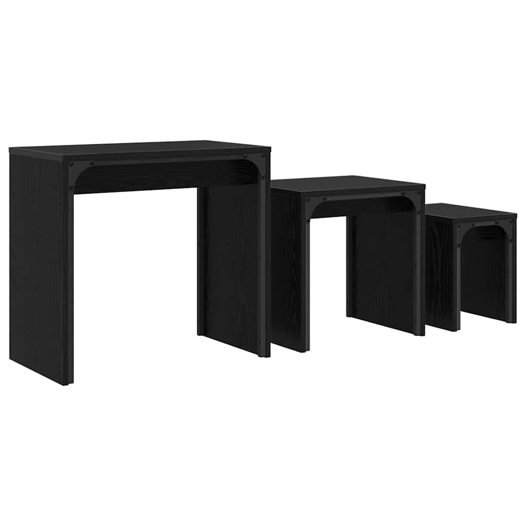 Coffee Table 3 pcs Black Oak 60 x 35 x 56 cm Engineered wood