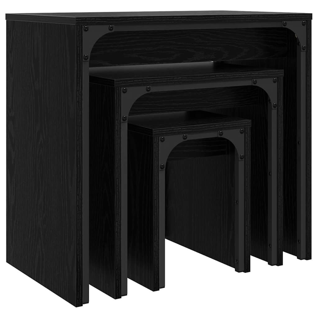Coffee Table 3 pcs Black Oak 60 x 35 x 56 cm Engineered wood