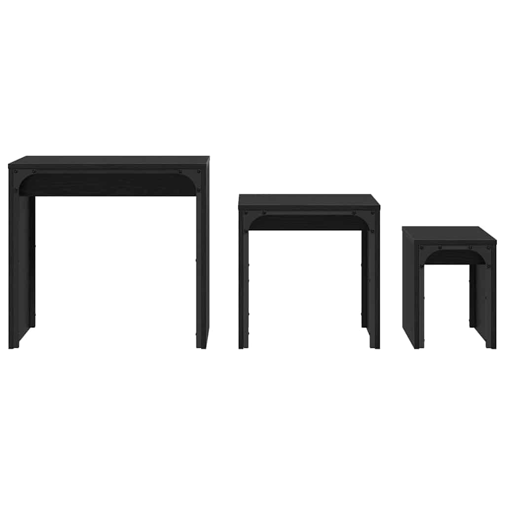 Coffee Table 3 pcs Black Oak 60 x 35 x 56 cm Engineered wood
