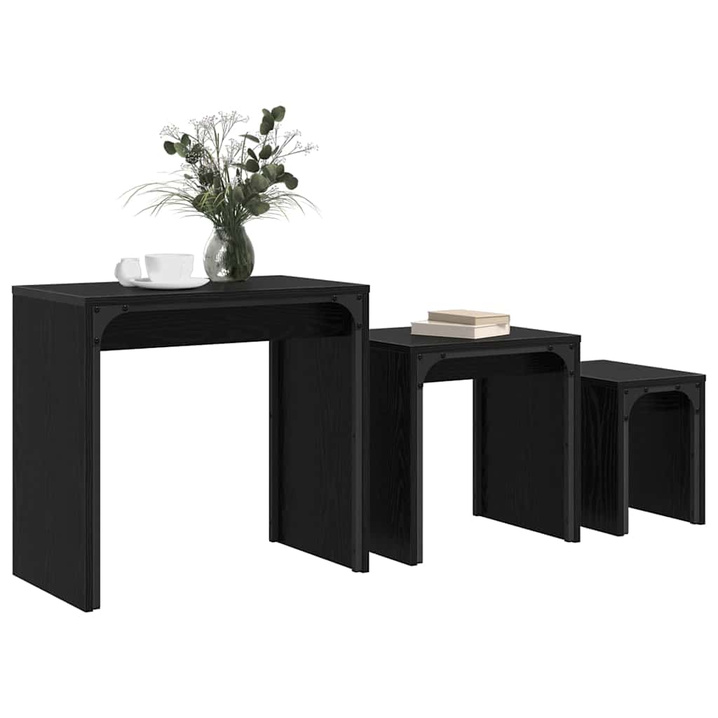 Coffee Table 3 pcs Black Oak 60 x 35 x 56 cm Engineered wood