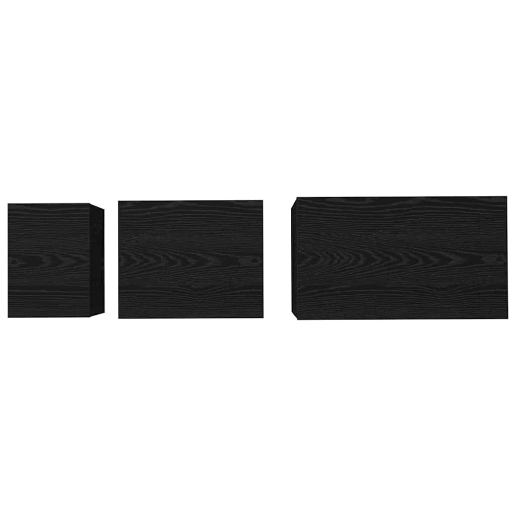 Coffee Table 3 pcs Black Oak 60 x 35 x 56 cm Engineered wood