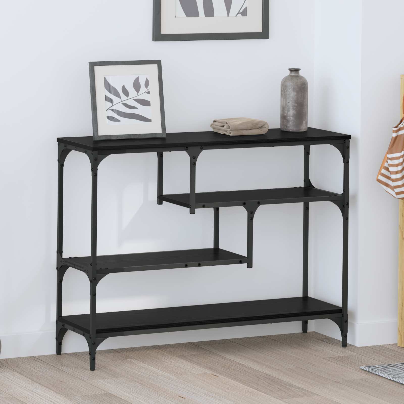 Console Table Black Oak 100 x 30 x 75 cm Engineered wood