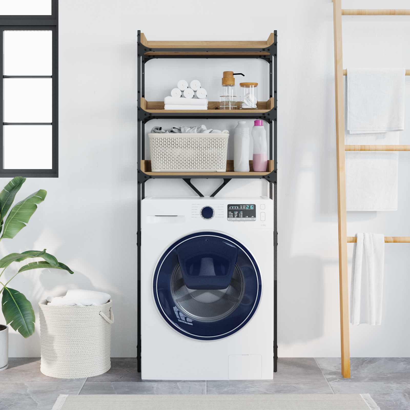 Washing Machine Shelf with Shelf Artisan Oak 67 x 25 x 163 cm