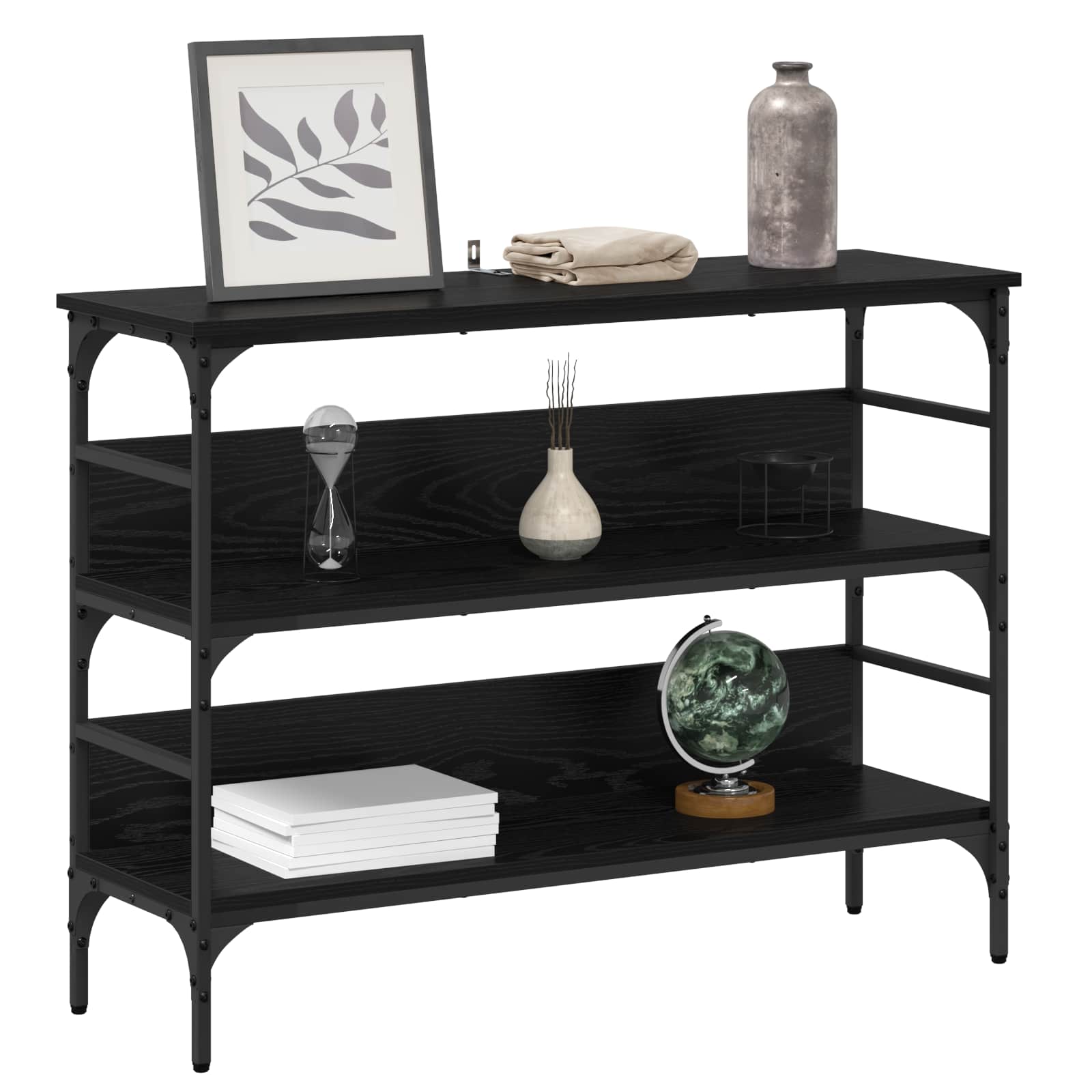 Console Table Black oak 100 x 32 x 75 cm Engineered wood