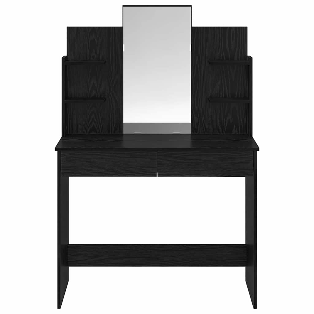 Dressing Table with Mirror Black Oak 96 x 39 x 142 cm
