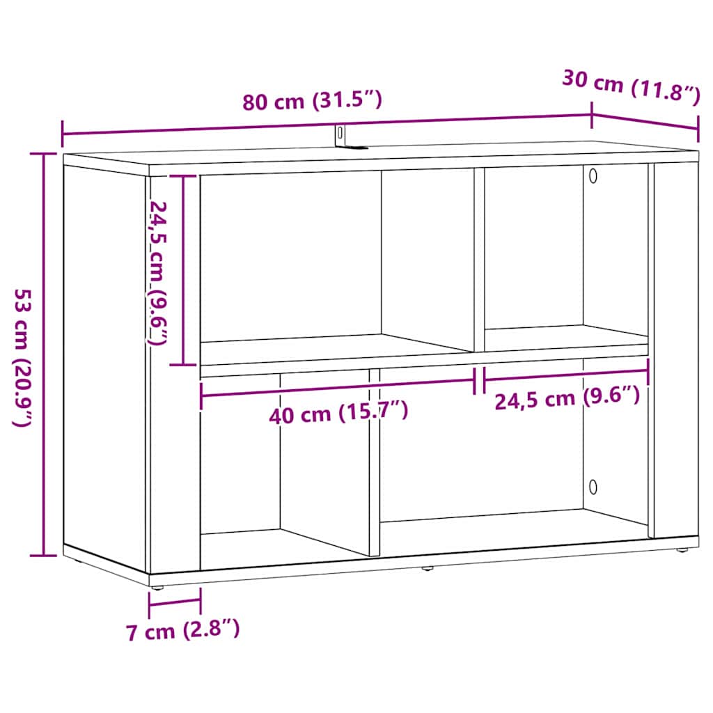 Sideboard Black Oak 80 x 30 x 53 cm Engineered Wood