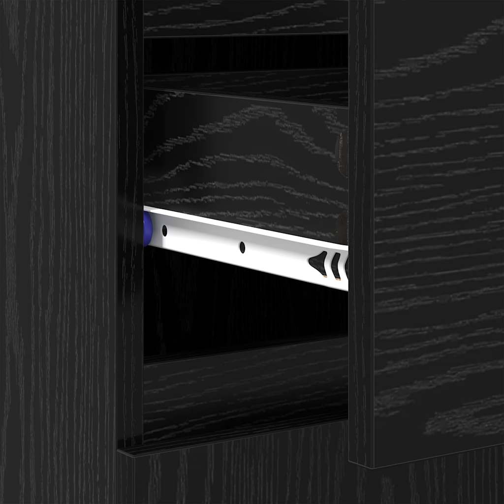 Sideboard with Drawer Black Oak 60 x 35 x 70 cm Engineered Wood