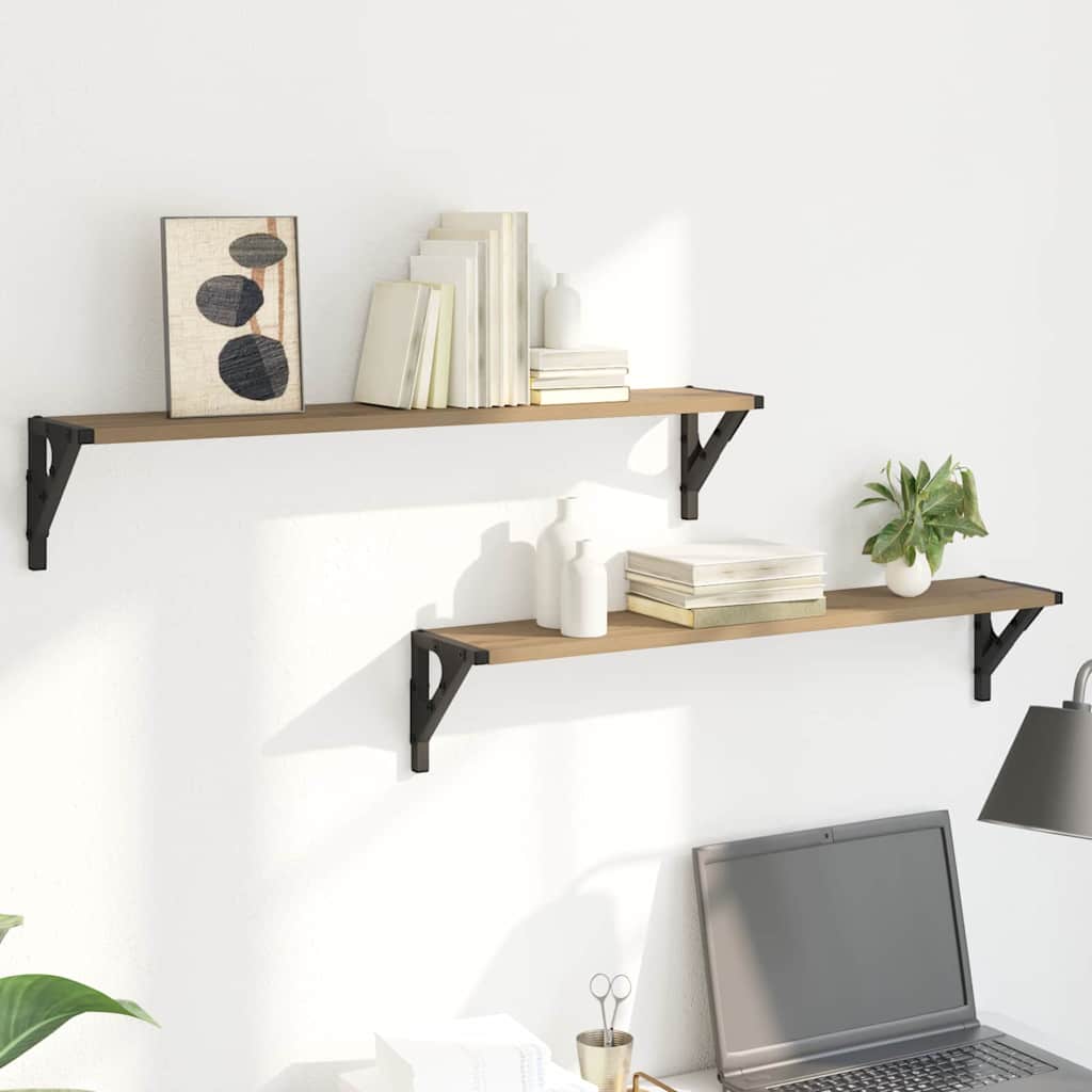 Wall Shelves with Shelf 2 pcs Artisan Oak 80 x 15 x 15,5 cm