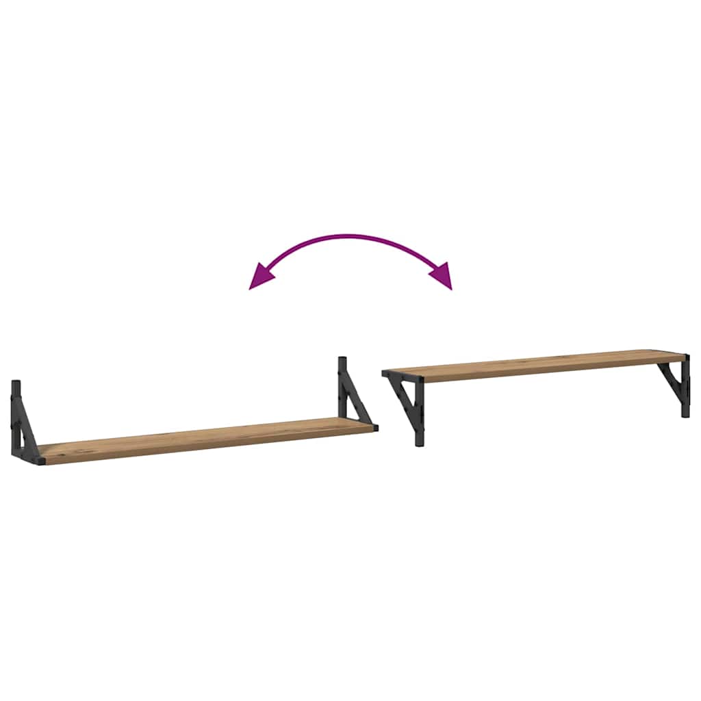 Wall Shelves with Shelf 2 pcs Artisan Oak 80 x 15 x 15,5 cm