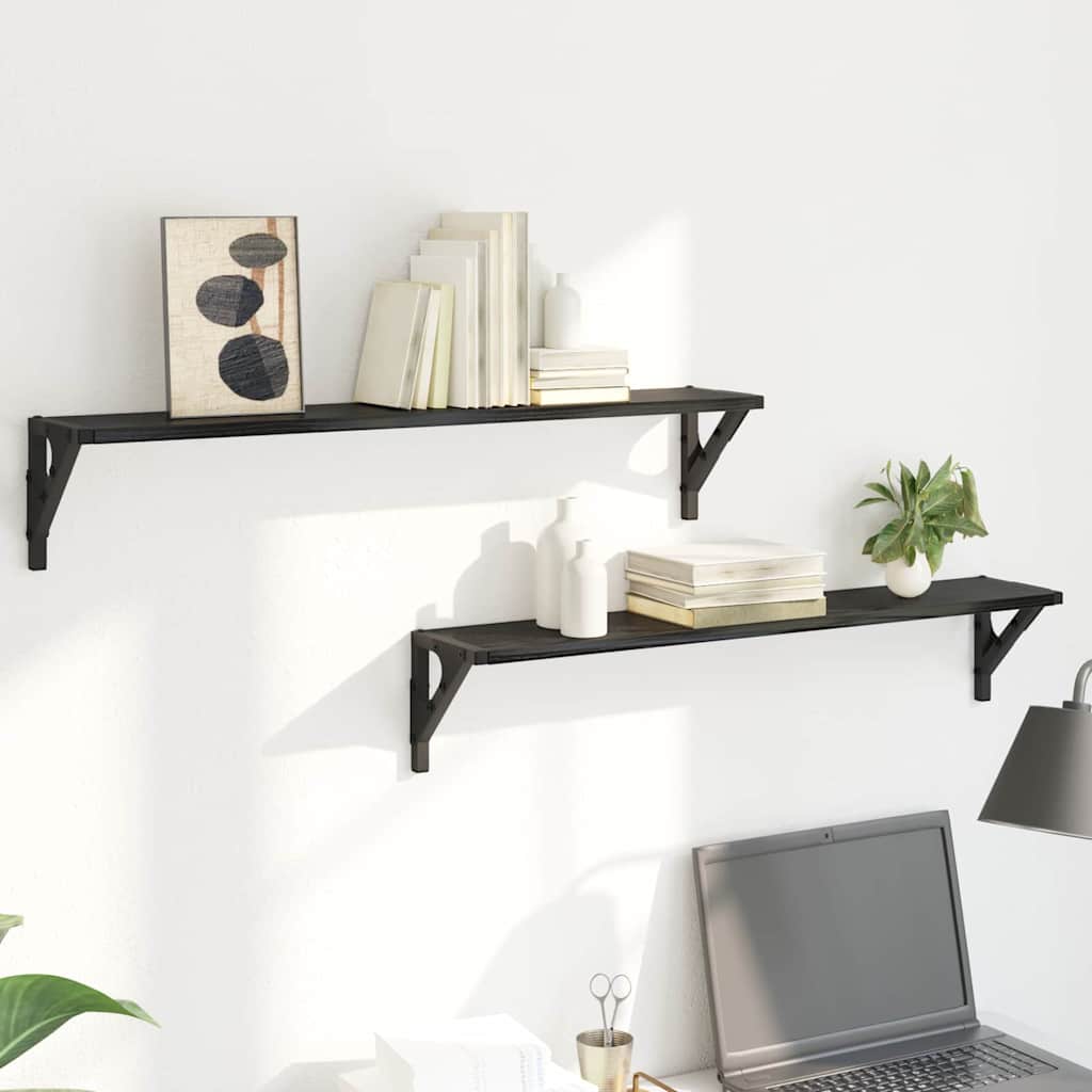 Wall Shelves 2 pcs Black Oak 80 x 15 x 15,5 cm Engineered Wood